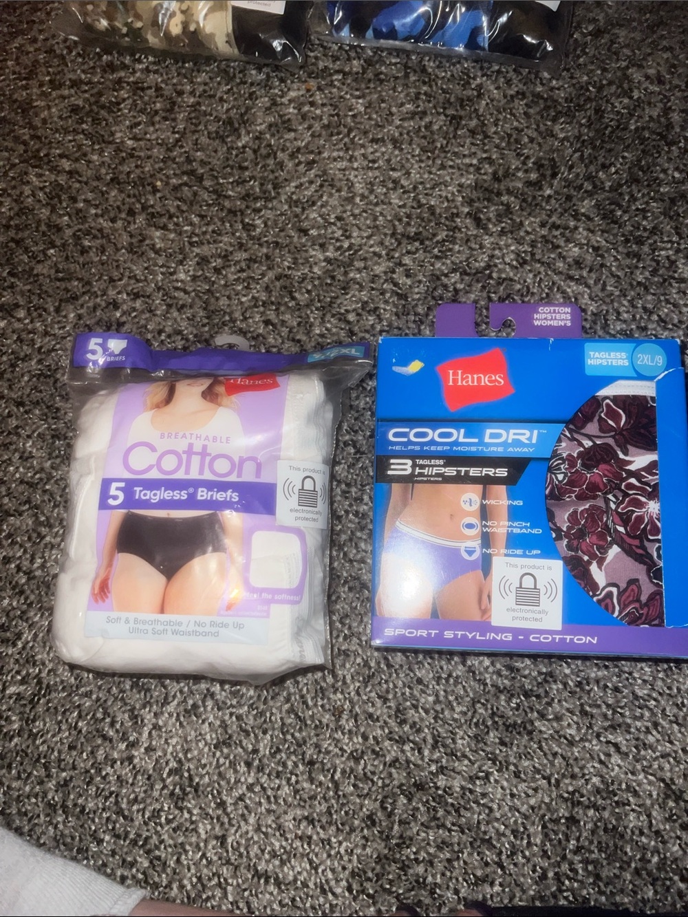Hanes Women's Cotton Briefs & Cool Dri Hipsters - White and Purple Floral